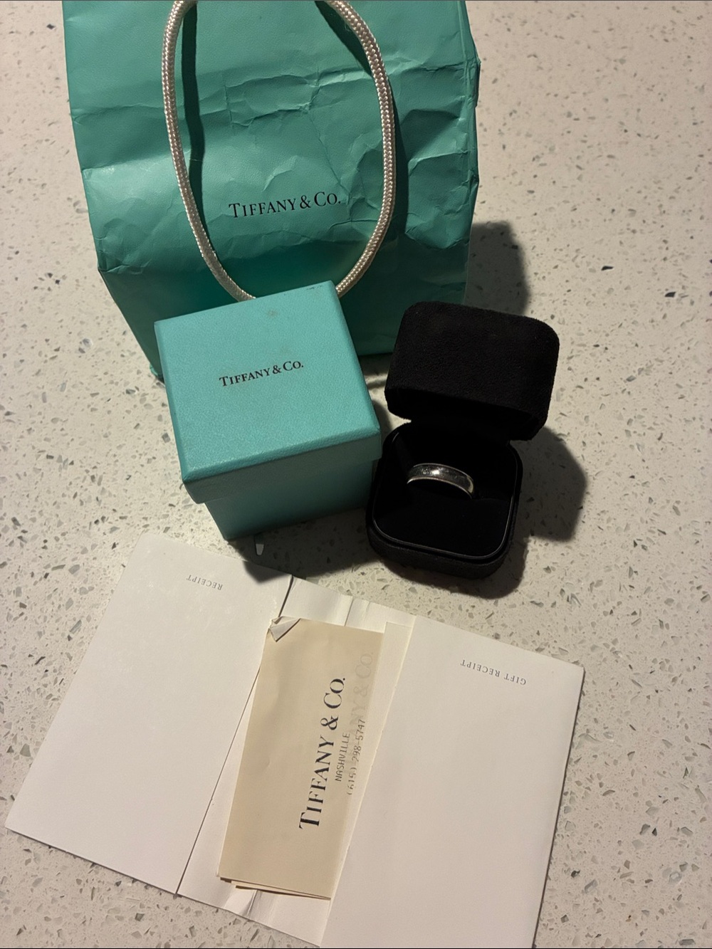 Tiffany Classic Milgrain Wedding Ring box and bag